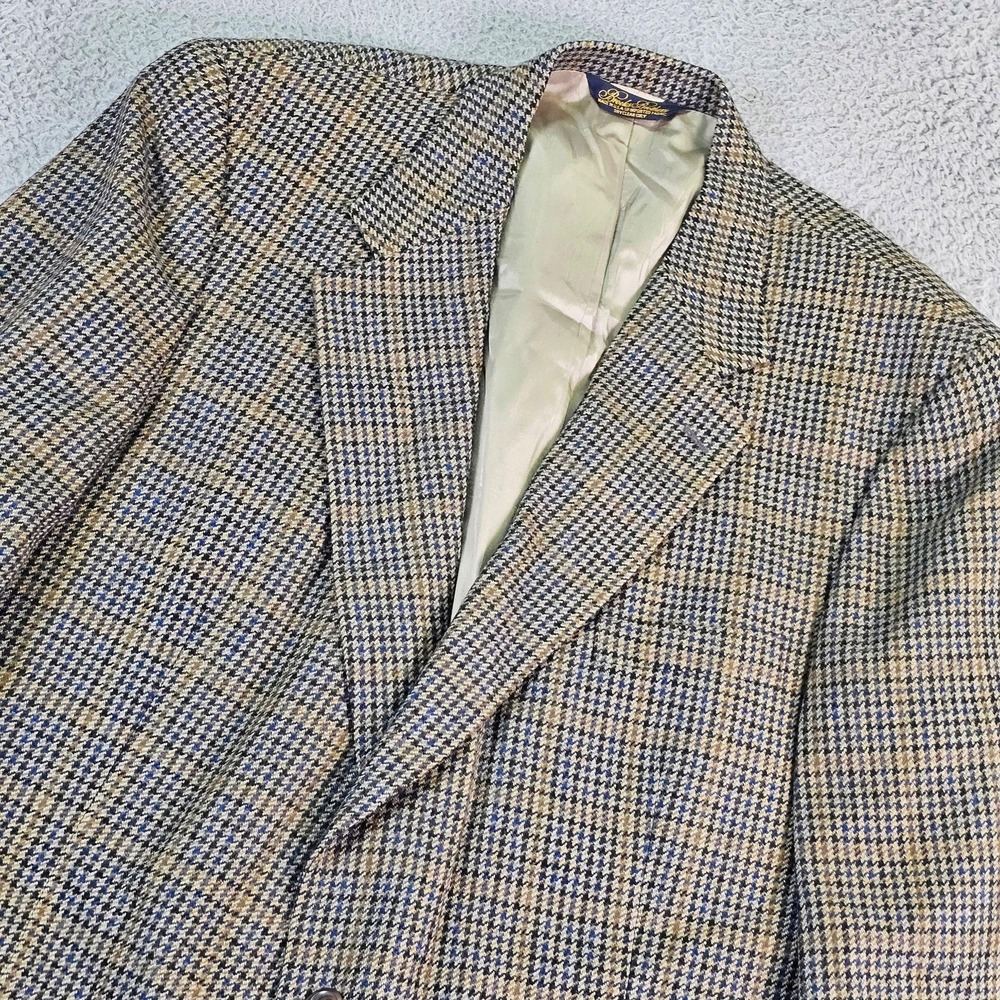 Vintage Brooks Brothers Sport Coat Mens 46 Brown Check Wool Tweed Blazer USA 90s